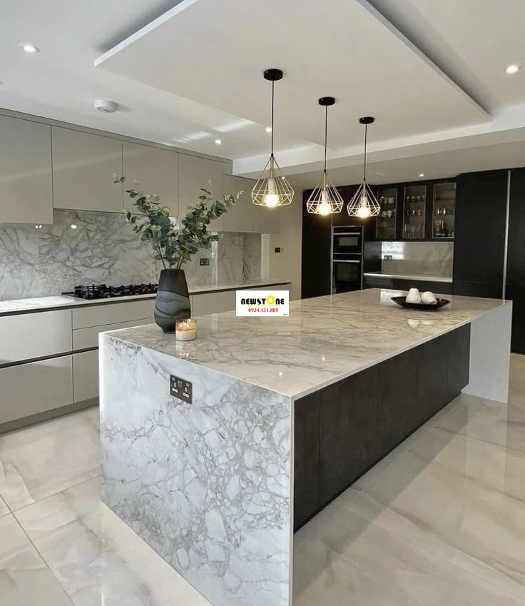 Đá Bếp Trắng Vân Mây 