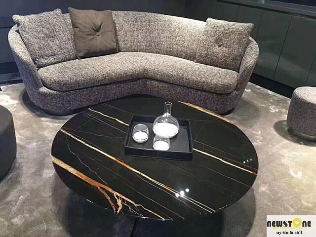 Đá Marble Cẩm Thạch Laurent Black and Gold 