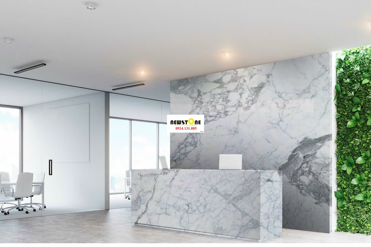 Tranh Đá Đối Xứng Trắng Carrara